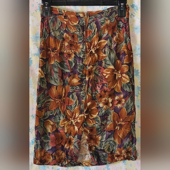 "D.FRANK" Vintage Floral Rayon Mini Skirt - Picture 2 of 3